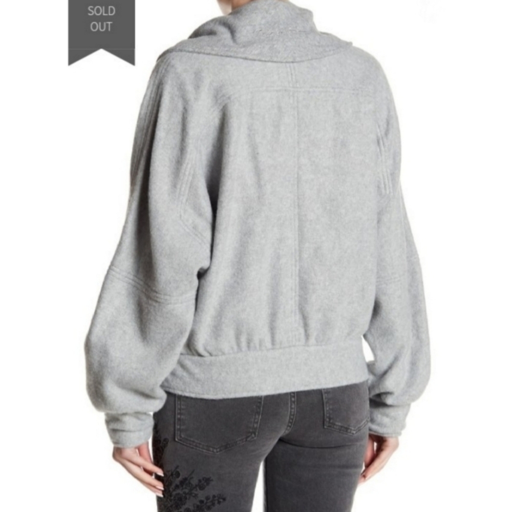 Free People Passage Jacket Soft Fleece Shawl Collar Slouchy Grey Size Small NWT - Picture 3 of 14